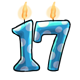 Blue 17th Birthday Candle