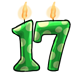 Green 17th Birthday Candle