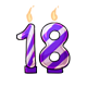 Purple 18th Birthday Candle